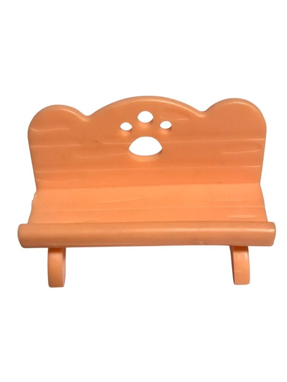 Littlest Pet Shop Bench With Paw Print Design Orange Plastic Mini